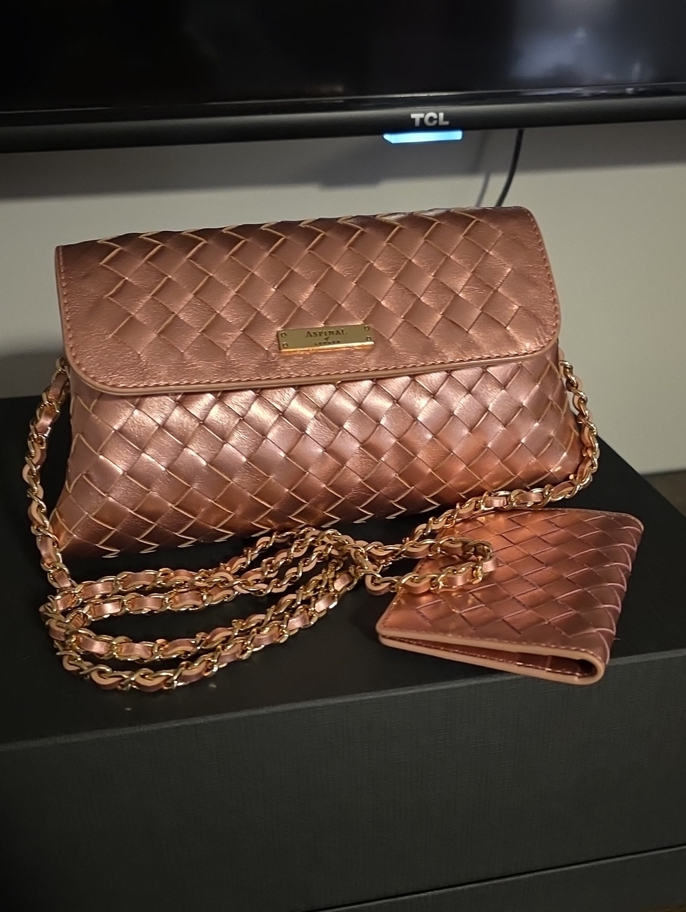 Sunrise Sunset Blush Pink Woven Clutch With Double Fold Credit Card Holder